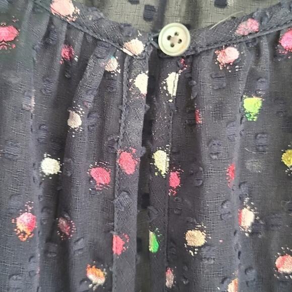 J. Crew Women's Blouse Whimsical BluePolkaDot Size 2XS Lite, Air Chiffon Sleeves - Picture 7 of 11